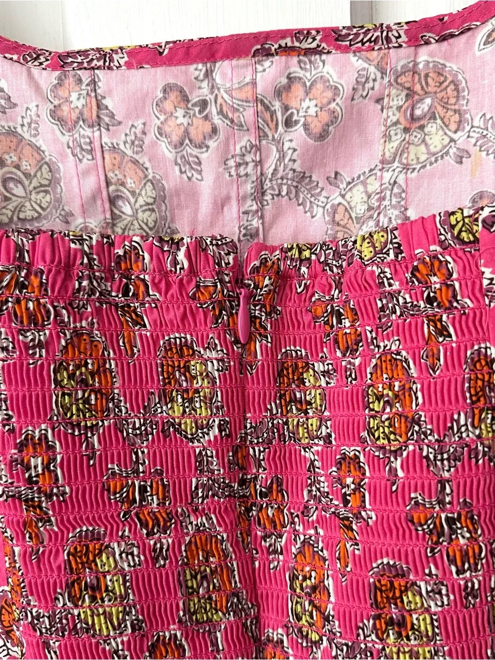 J. CREW Collection Puff-Sleeve Square-neck Top Ratti Pink Cottagecore Size 6